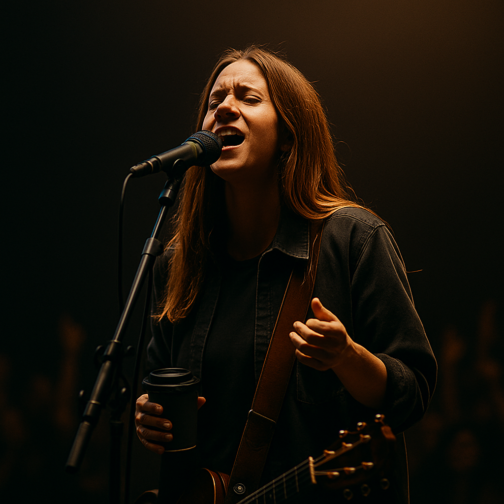 Cantante en directo bajo las luces